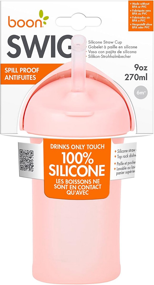 Peuter siliconen rietjesbeker 9 oz - Roze