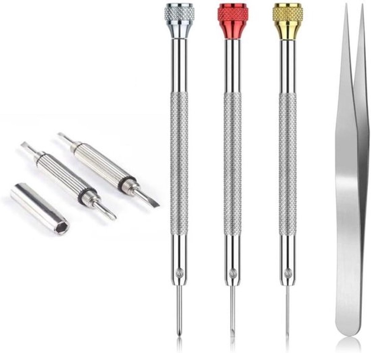 KARZO - Kleine precisieschroevendraaierset van duurzaam materiaal voor brillen, horloges en fijne reparaties met diverse opzetstukken voor nauwkeurig werk