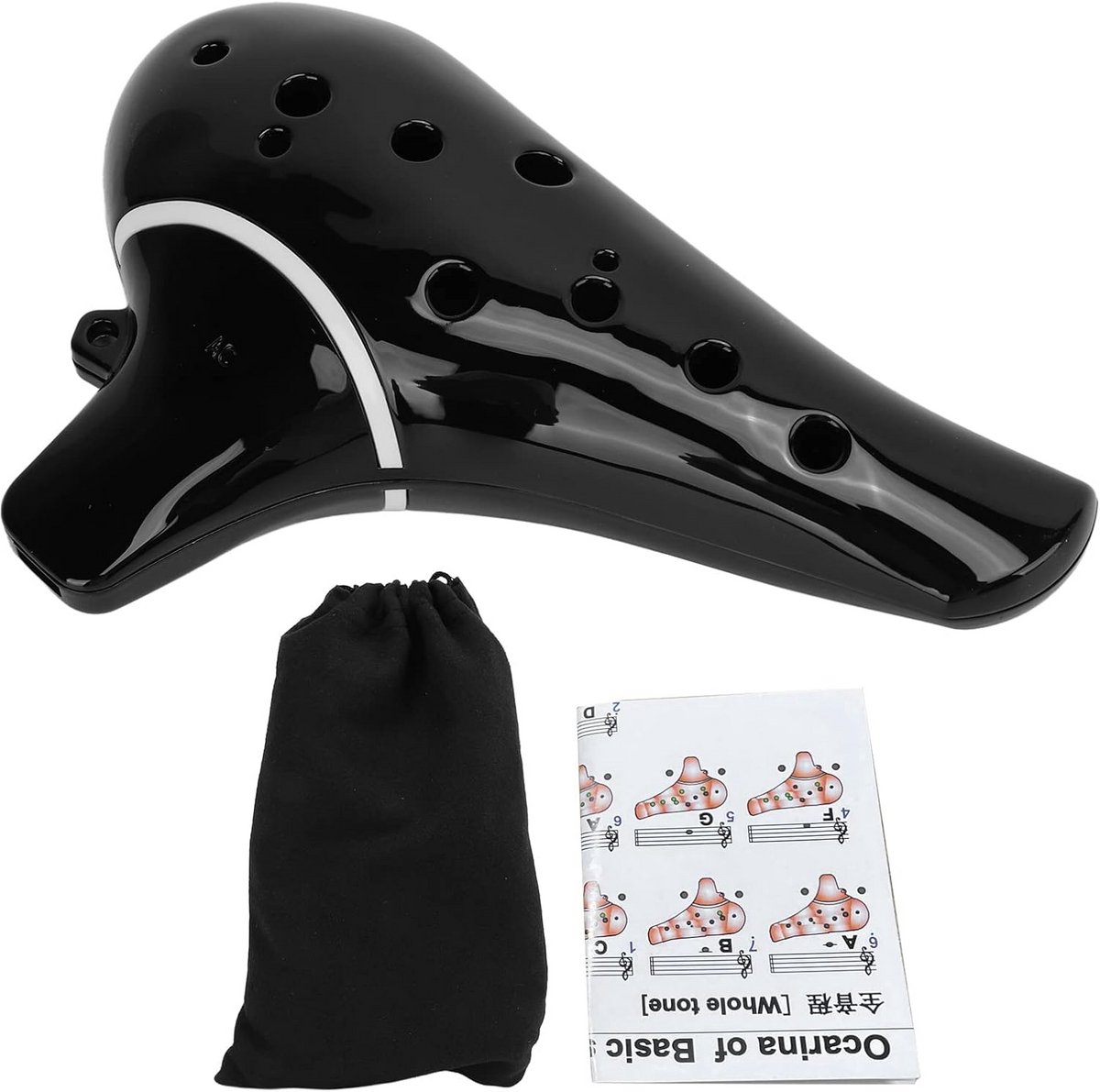 12-Gaten Ocarina Alto C Draagbaar Blaasinstrument met Tas en Muziekblad