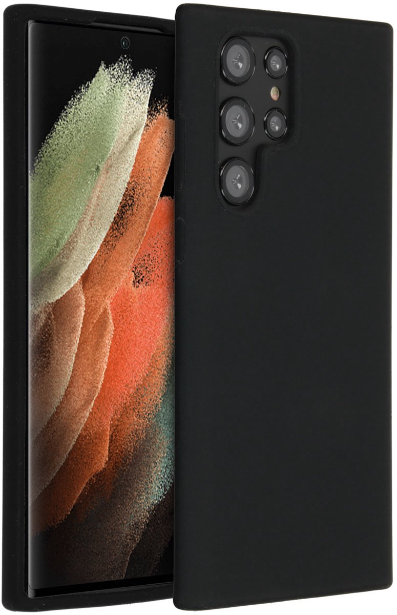 Accezz Hoesje Geschikt voor Samsung Galaxy S22 Ultra Hoesje Siliconen - Accezz Liquid Silicone Backcover - Zwart