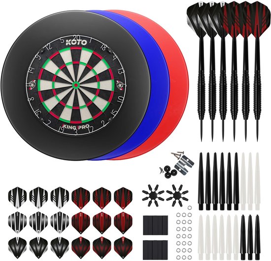 KOTO King Pro + Surround Zwart + KOTO Accessory Kit Steeltip Red 90 stuks, 2 Sets KOTO darts van 23 gram, 6 Sets KOTO flights, 6 Sets KOTO shafts, 2 Punthouders, Shaftrings en Flight Beschermers van KOTO — afbeelding 2