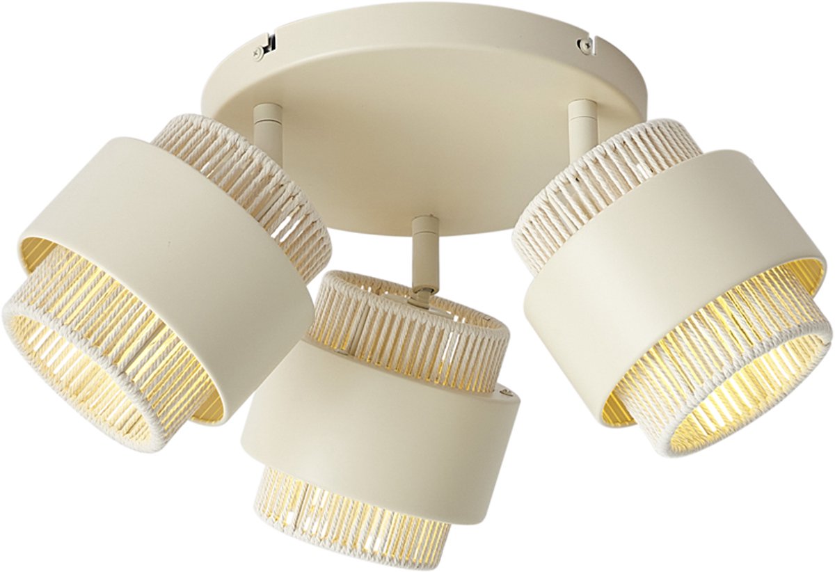 QAZQA kora - Moderne Plafondspot | Spotje | Opbouwspot - 3 lichts - Ø 43.5 cm - Beige - Woonkamer