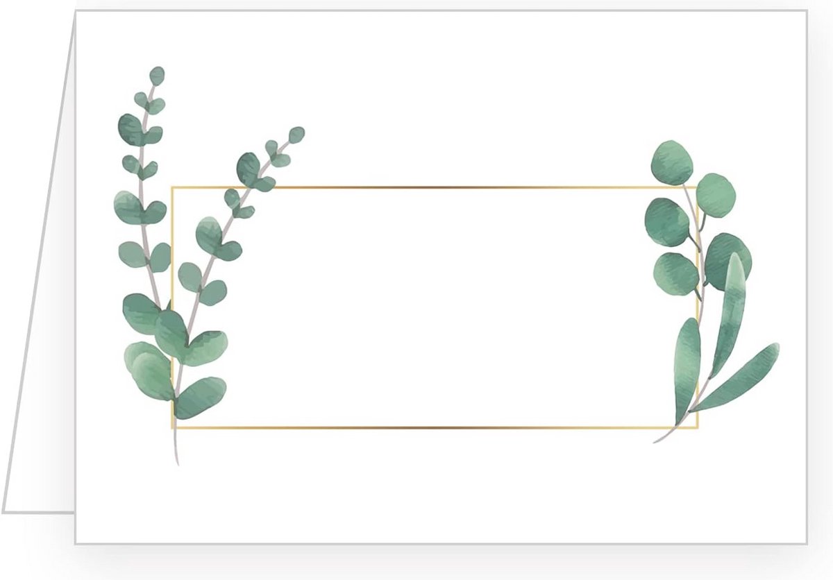 50 tafelkaartjes prikkers eucalyptus design - bruiloft verjaardag doop communie hervormd