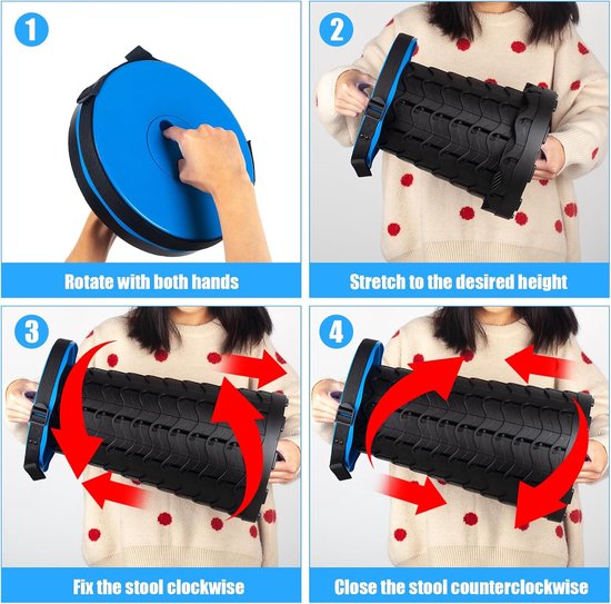 Uitschuifbare kruk - Klapstoel - Opvouwbare Campingstoel 45cm - Verstelbare Hoogte & 180KG Draagvermogen - Voor Binnen & Buiten - Draagbaar & Stevig - Ideaal voor Vissen & Wandelen — afbeelding 3
