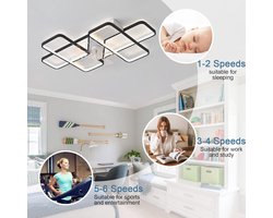 LED Plafondlamp met Ventilator Dimbaar 35 Inch - 6 Versnellingen, Omkeerbaar, APP & Afstandsbediening - Modern voor Woonkamer en Slaapkamer