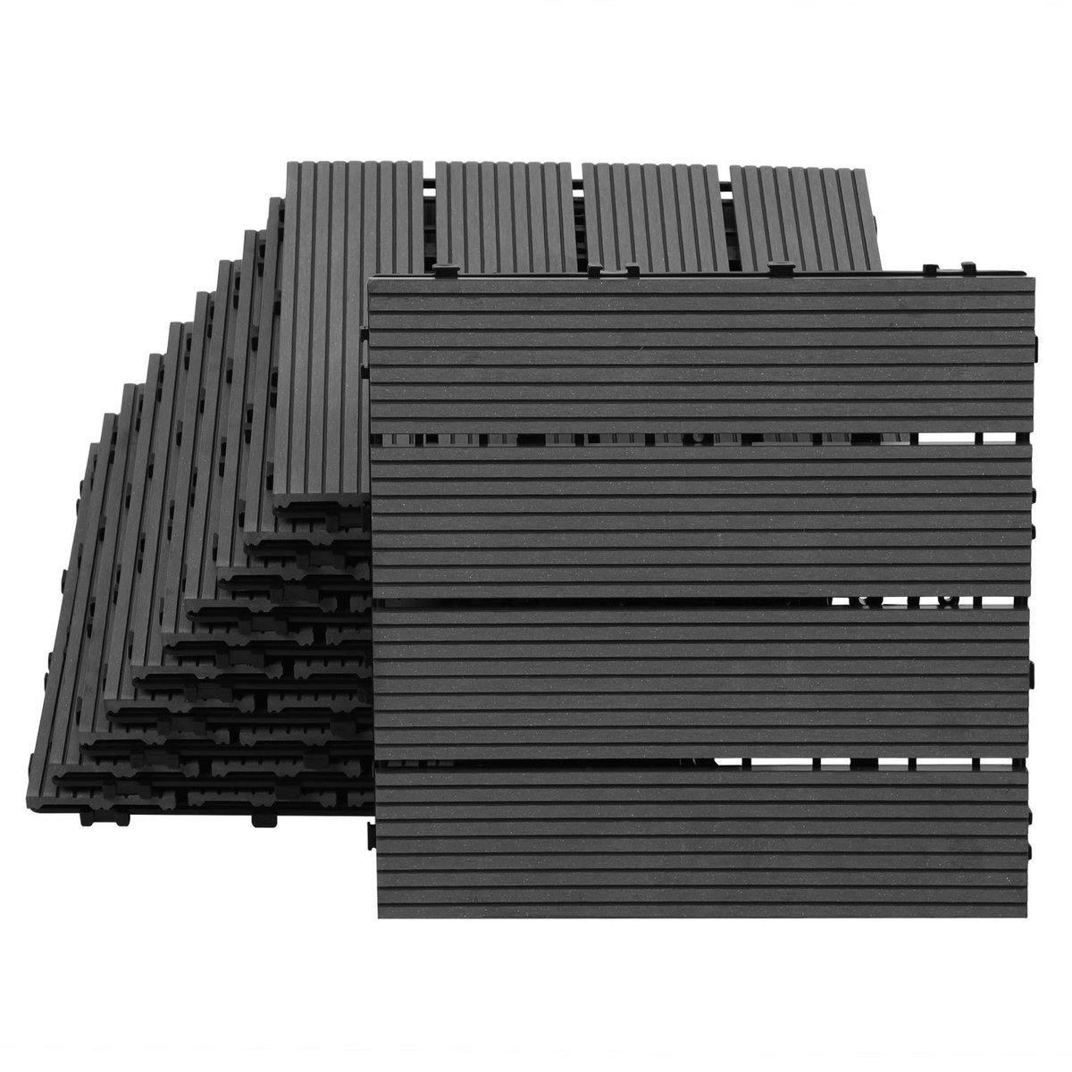 Terrastegels 5m² houten tegels 30x30 cm 55 stuks antraciet voor terras, balkon, houten terrastegels met kliksysteem