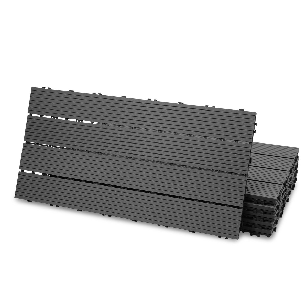 Terrastegels, houten tegels, balkontegels 30x60cm, WPC-tegels, waterfilterbaar, voor terrassen en tuinen, antraciet, 54 stuks