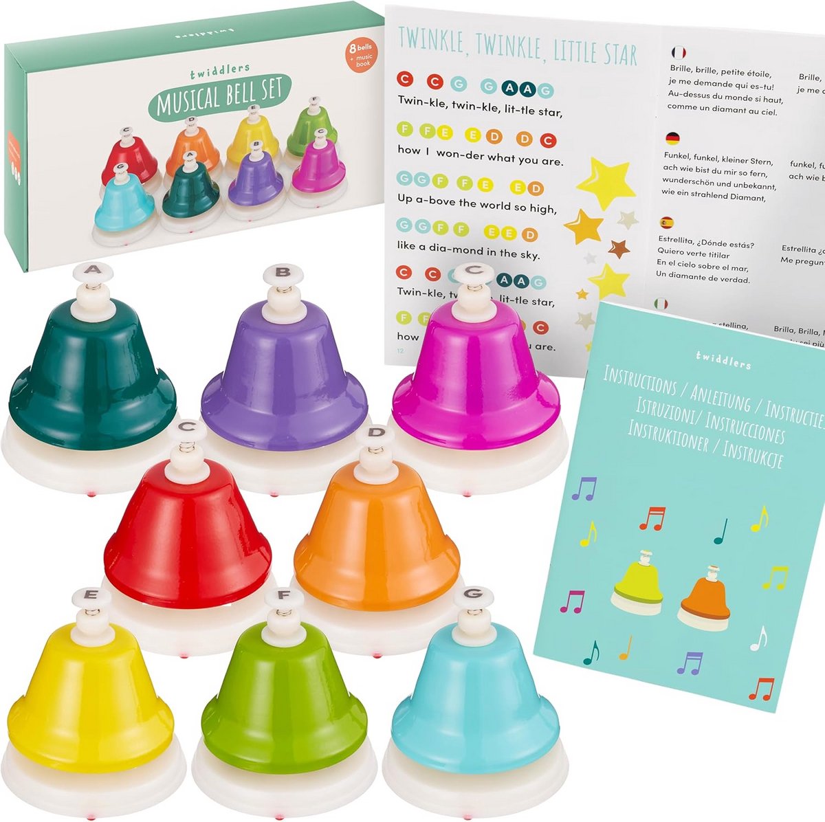 8 Kleurrijke Muziekbellen Set met Notenblad voor Baby's en Kinderen