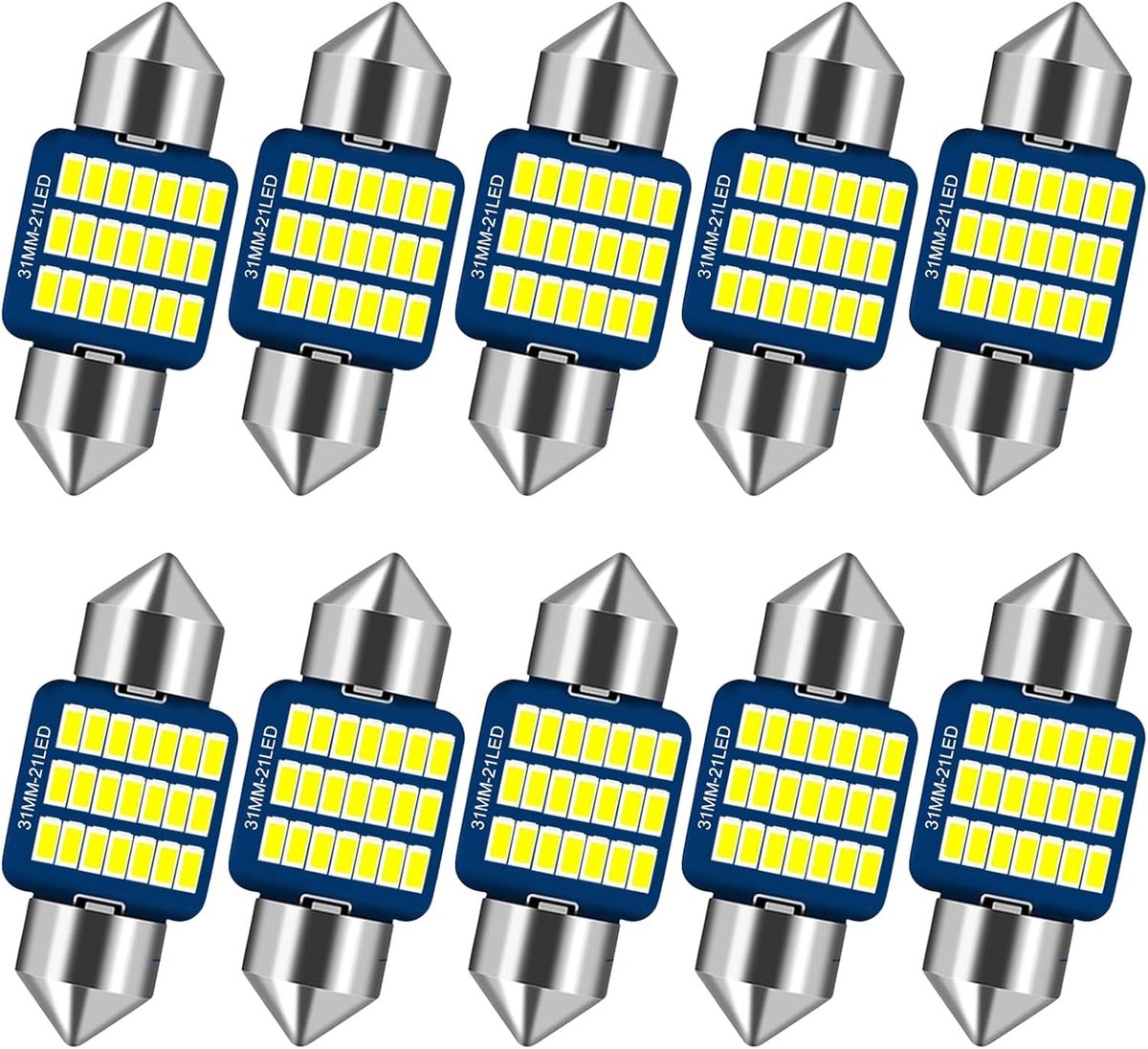 10 x 31 mm Auto Interieur Verlichting 12 V LED Lamp CAN Bus Foutvrij - Sfeerverlichting - Witte Binnenverlichting