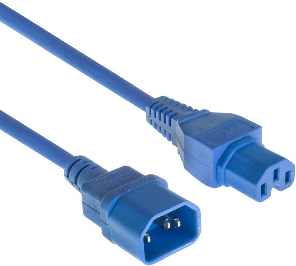 C14 Mannelijk naar C15 Vrouwelijk Stroomkabel - 2 Meter Verlengsnoer (Blauw)