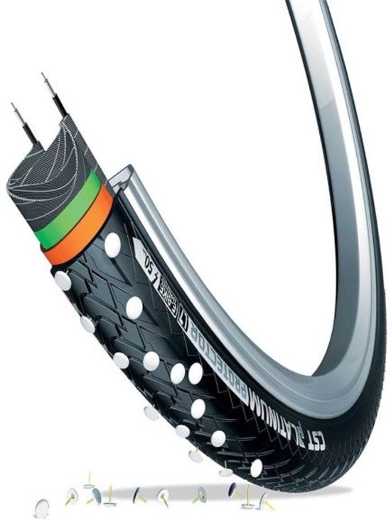 Buitenband CST Platinum Protector 28 x 1.40 / 37-622 mm - zwart met reflectie van Merkloos — afbeelding 2