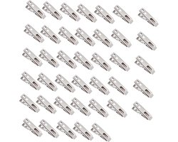40 Stuks - Wasknijpers - 5*2 cm - Zilver - Roestvrij staal - Knijpers - Sokclips - Winddichte clip - Multifunctionele clip - Draagbare clip - Verdikte clip