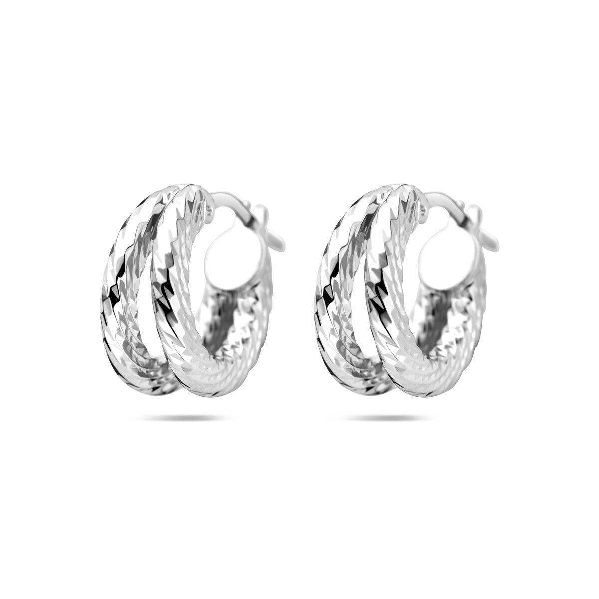 Zilveren gerhodineerde oorringen gedraaid 16,5 mm - 1342099