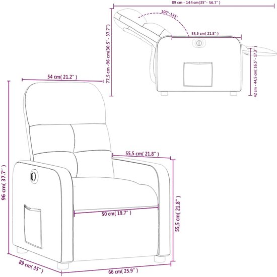 Fauteuil à réglage électrique en tissu gris clair