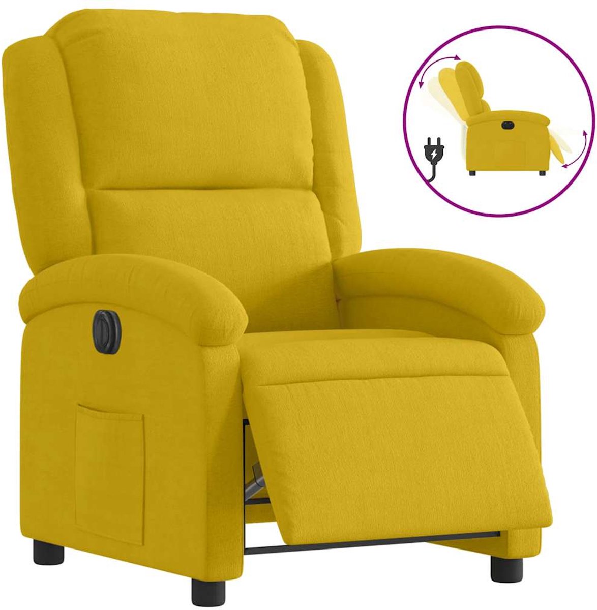 vidaXL Fauteuil - verstelbaar - elektrisch - stof - geel