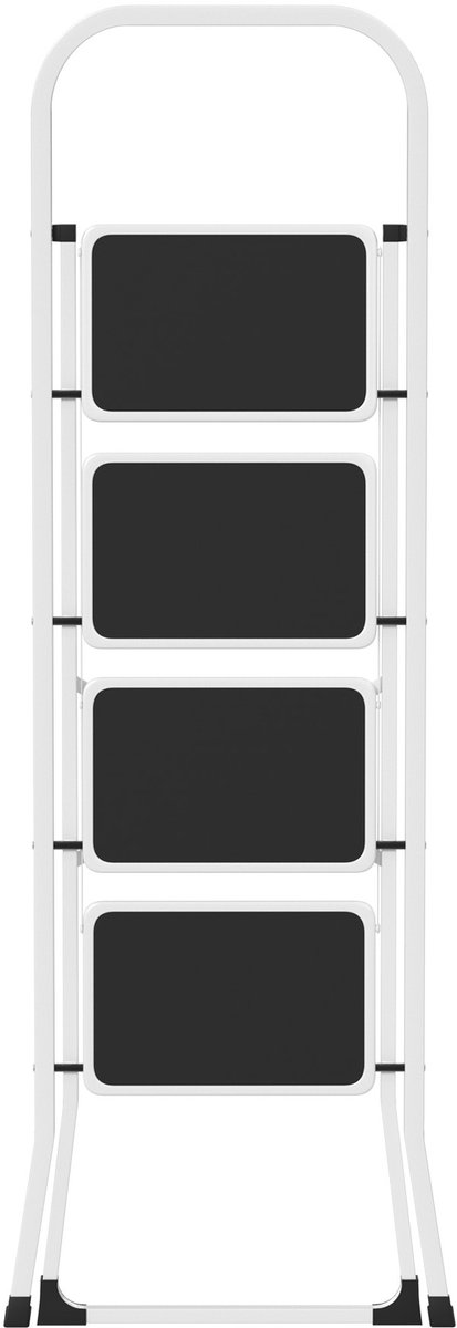 Aufun 4-treden Vouwladder - Gelegeerd Staal met Antislip Treden - 150kg Draagvermogen - Voor Keuken/Garage/Kantoor