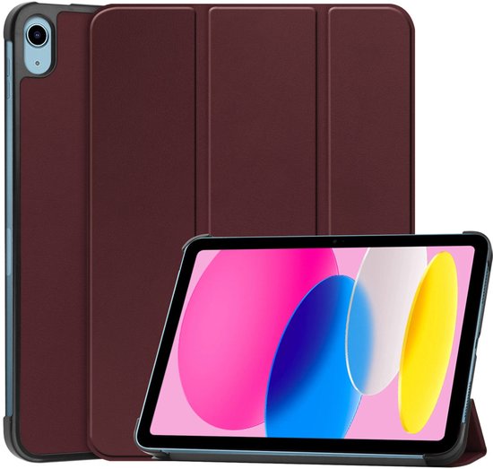 Étui pour tablette imoshion - Compatible avec iPad 11 (2025) 11 pouces / 10e génération (2022) 10,9 pouces - Bookcase à trois volets - Bordeaux