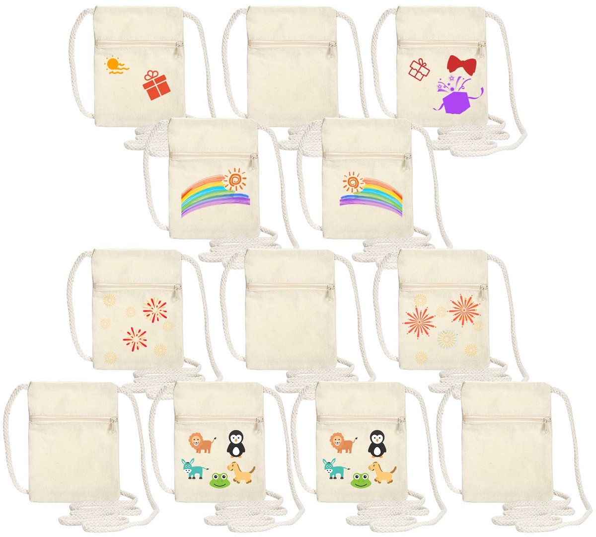 IMPERATORIS® Katoenen Tas - Draagtasje met Hengsels - Boodschappen voor Kinderen en Volwassenen - Stevige Kwaliteit - 12 Stuk - Naturel - 18 x 12 cm