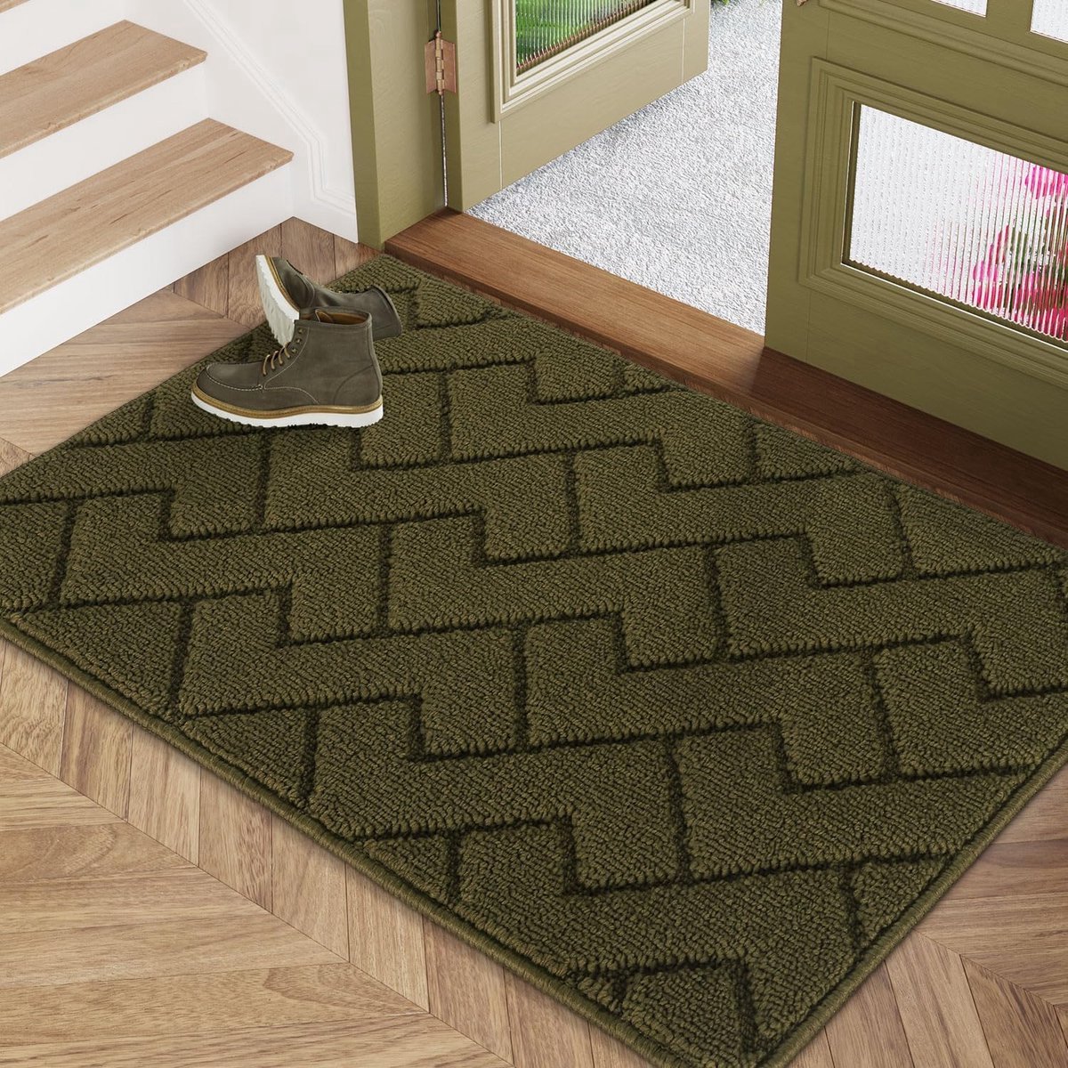 Stunq® Duurzame en Absorberende Entree Mat - Groen, 80x100 cm