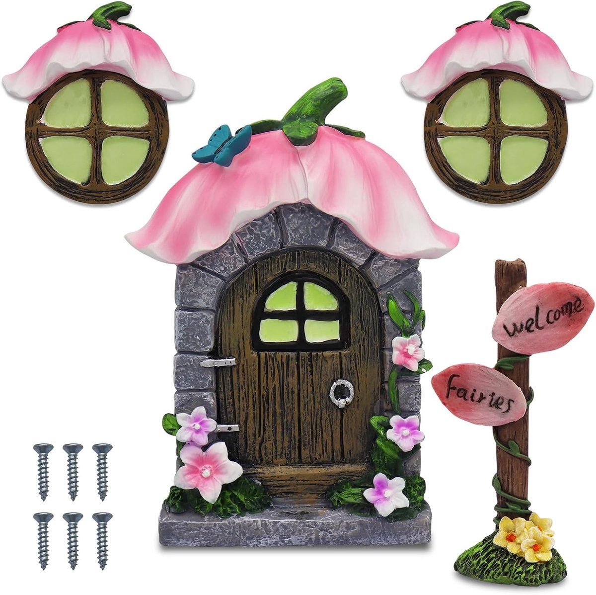 Stunq® Gedetailleerde Miniatuur Tuindeur en Ramen Set - Perfect voor Boomdecoratie