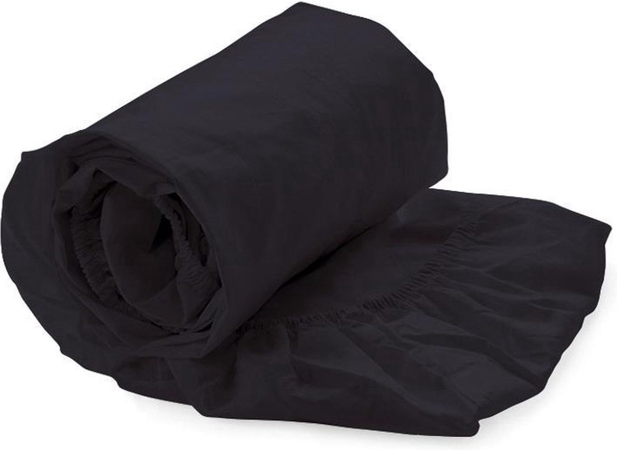 Hoeslaken Percal Katoen - Topdekmatras Zwart - 200x210/220 - 100% Katoen - Oeko-Tex gecertificeerd