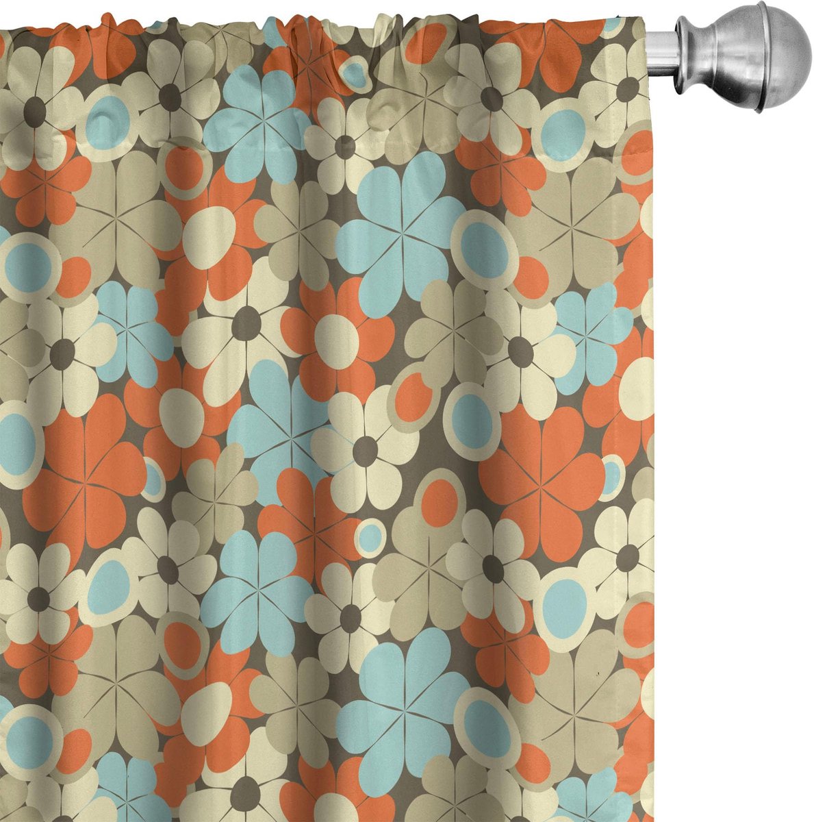 ABAKUHAUS Bloemen gordijnen 2x75x175 cm – veelkleurige microvezel Mehrfarbig