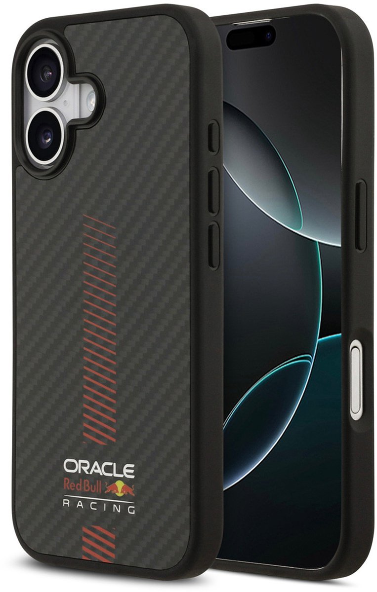 Red Bull Racing Back Cover - iPhone 17 - Zwart - MagSafe-compatibel - Kevlar - Sportief Design