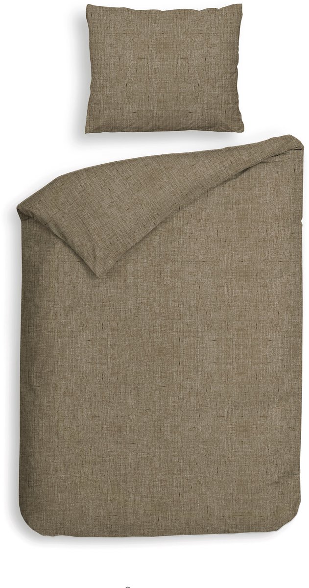 Heckettlane Dekbedovertrek Franela - Flanel - 140x200-220 cm - Eenpersoons - Taupe Simply Taupe