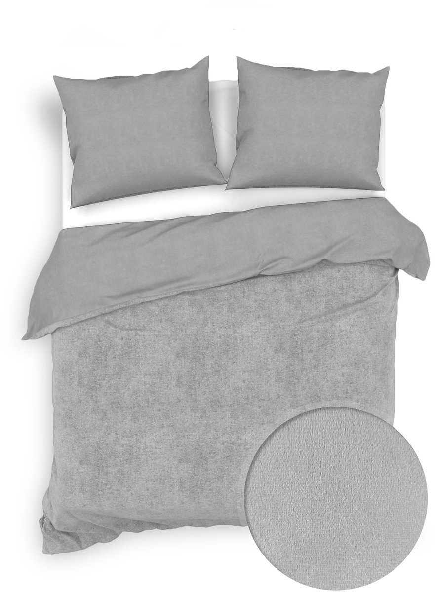 Zohome Velluto Dekbedovertrek - Lits-jumeaux - Katoen - 240x200-220cm - Grijs