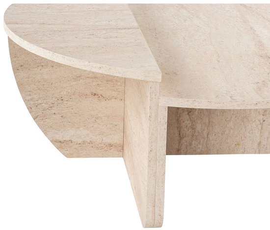 Set de 2 tables basses - Effet travertin beige - ALOEVA L 90 cm x H 30 cm x P 60 cm