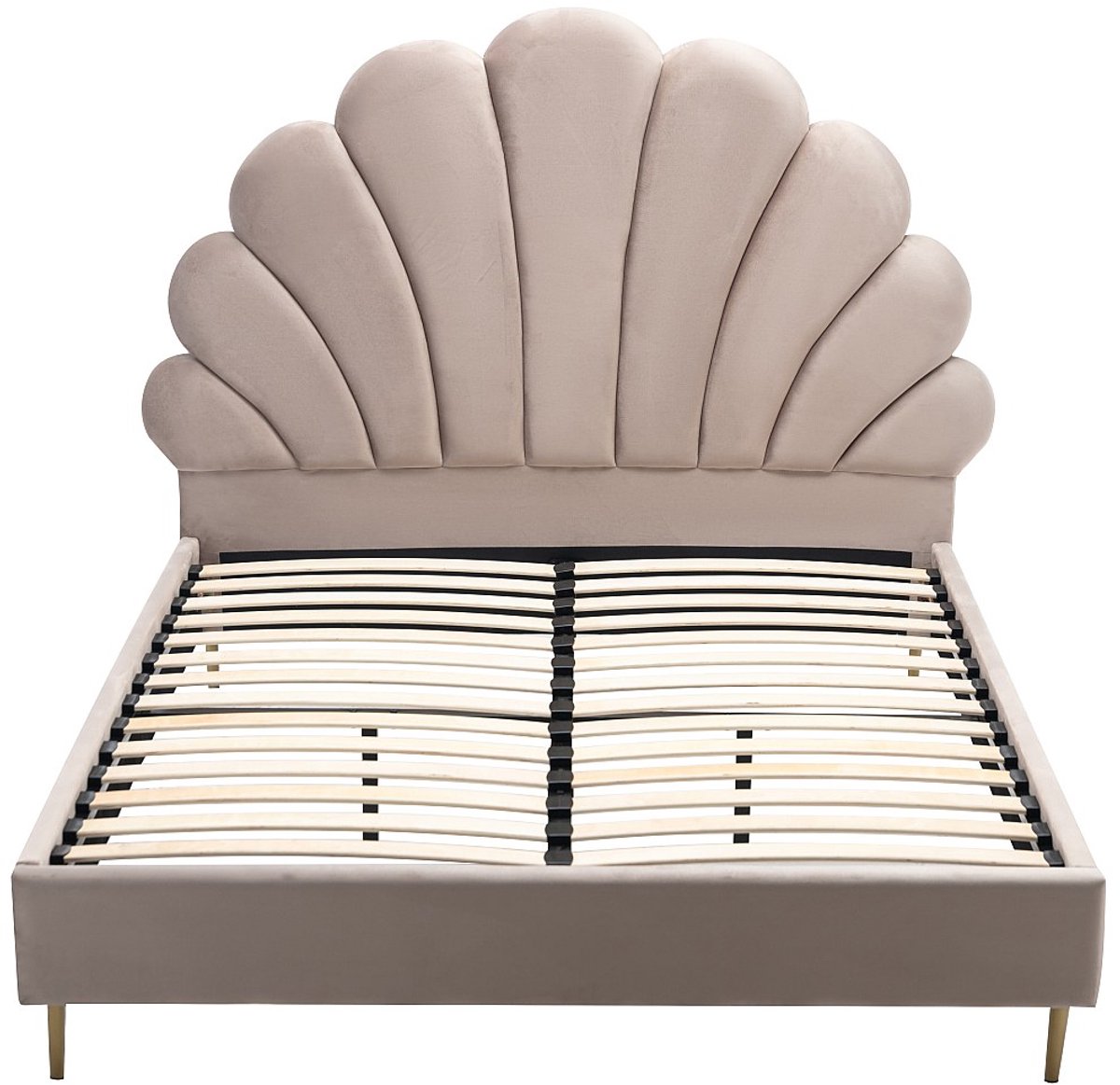 Vente-unique Bedframe fluweel beige 140 x 190 cm