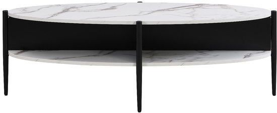 Vente-unique Ovale salontafel met 4 nissen van mdf en metaal - Wit...