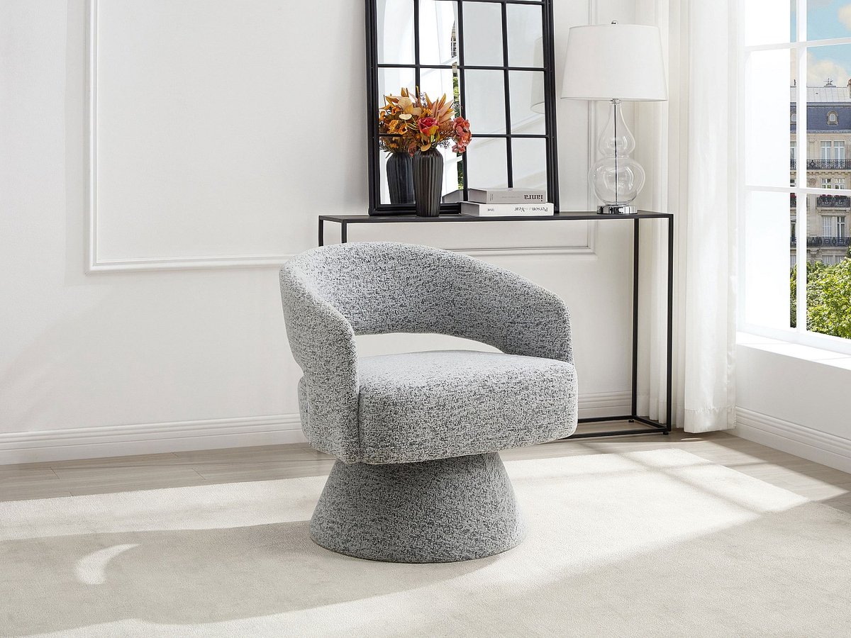 Vente-unique Draaibare fauteuil in grijze chenille stof - FEDOTE Grijs