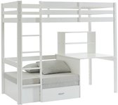 Vente-unique Hoogslaper hout wit 90 x 200 cm