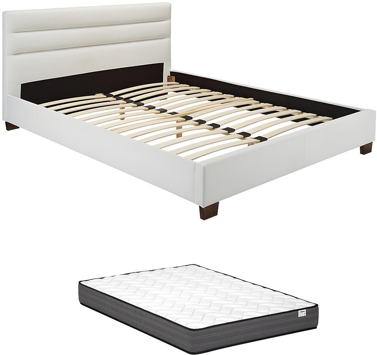Vente-unique Bedframe kunstleer wit 140 x 190 cm FAUSTIN