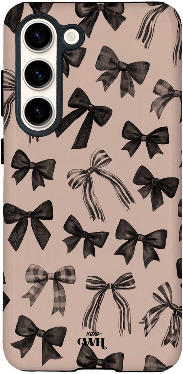 xoxo Wildhearts telefoonhoesje geschikt voor Samsung Galaxy S25 - Winter Muse - Double Layer - Hard case met dubbele beschermlaag - Beschermhoes shockproof case - Hoesje met strikjes - Beige