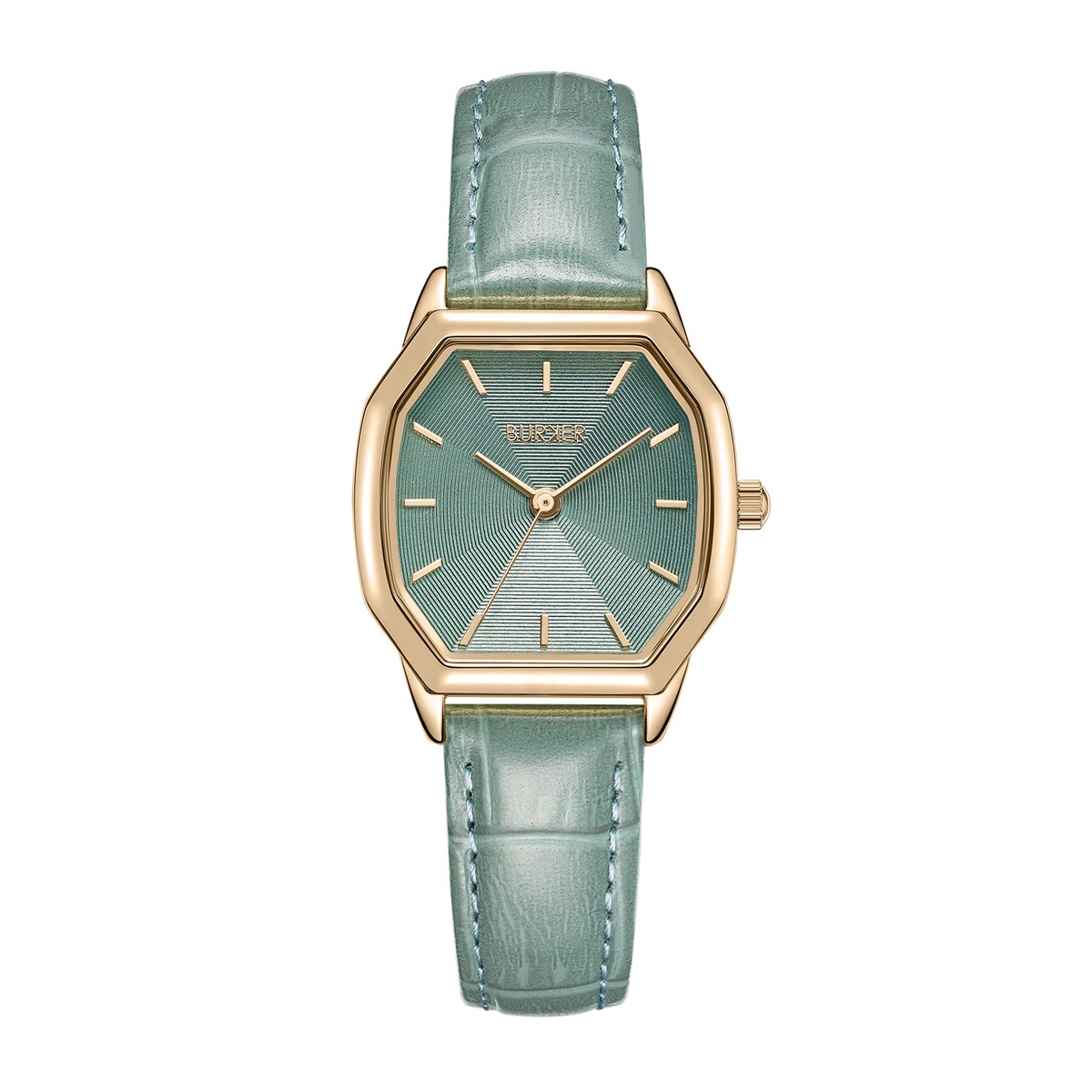 BURKER Julia Horloge Dames - Hexagon - Goud Grijs - Leren Band - 32 mm