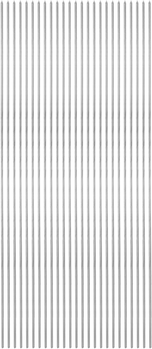 Cosensi - BBQ spiesen voor open grill, 25 stuks, rvs, herbruikbaar, 38 cm x 2,2 mm, geschikt voor vlees, garnalen en fruit, ronde staafjes