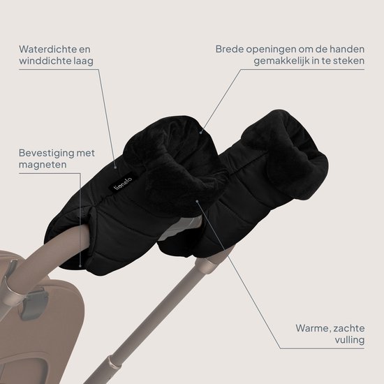 Lionelo Oli - Kinderwagen & Fiets Handmoffen - Warme water- & winddichte handschoenen - Universele maat - Magnetische bevestiging - Zachte Shu-voering - Winter Handwarmers Buggy, Wandelwagen, Scooter - Hand Warmers - Fietsmoffen - Fietshandschoenen van LIONELO — afbeelding 2