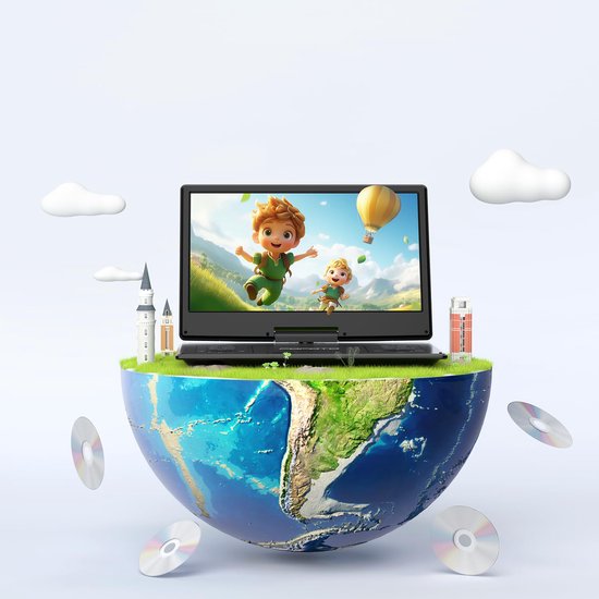 Draagbare DVD Speler Auto - 15,7 inch - Draagbare DVD Speler - USB - 14 Inch Draaibaar HD Scherm - Voor SD-kaart/USB/Sync TV - DUBBELE LUIDSPREKERS - 4000mAh BATTERIJ - Zwart - PD14 van other — afbeelding 4