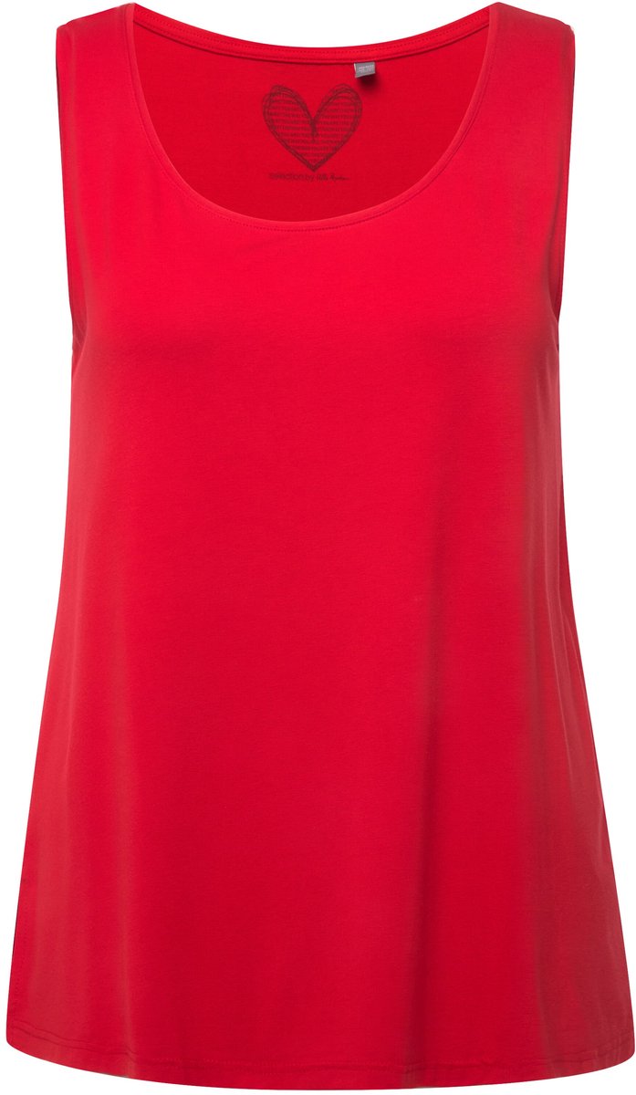 Ulla Popken - Dames - top stretch zijsplitten crêpe kwaliteit selection - Salsa - Maat 46+