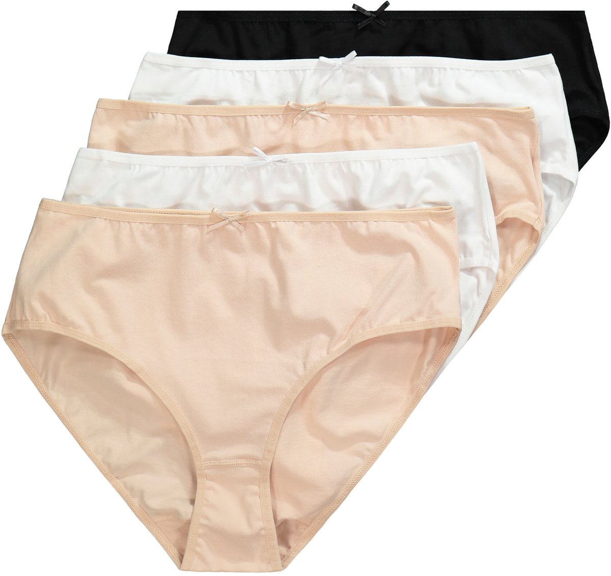 Ulla Popken - Dames - Midislips set van 5 elastische stof - Multicolor - Maat 62+