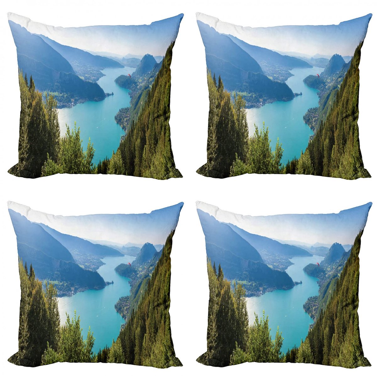 ABAKUHAUS Lake Forest Kussenhoes – 4×40 cm – Dubbelzijdig – Aqua Azure Aqua Pale Azure Blau