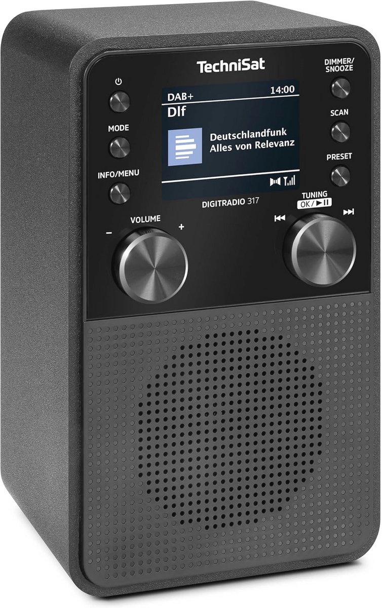 Verticale DAB+ FM-radio met Bluetooth, wekker en kleurendisplay - zwart