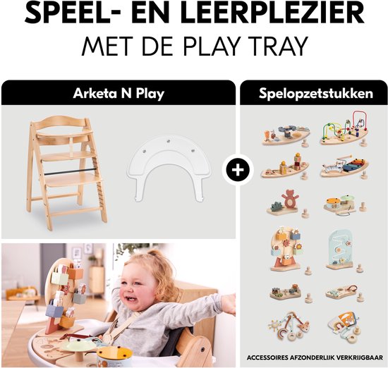 hauck Arketa N Play Set - chaise haute pour enfant - certifiée FSC® - Natural