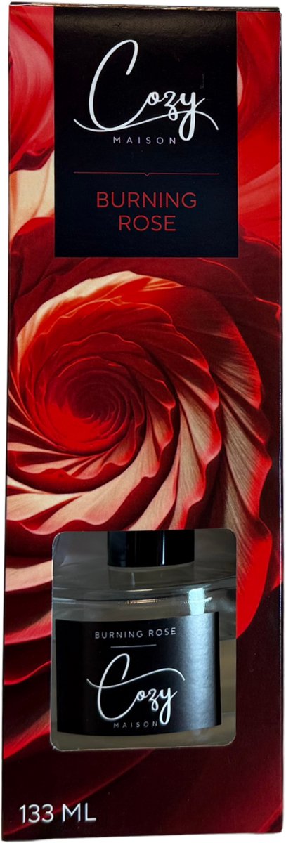 Cozy Maison - Geurstokjes Burning Rose – 133 ml – Rustgevende geur – Interieur