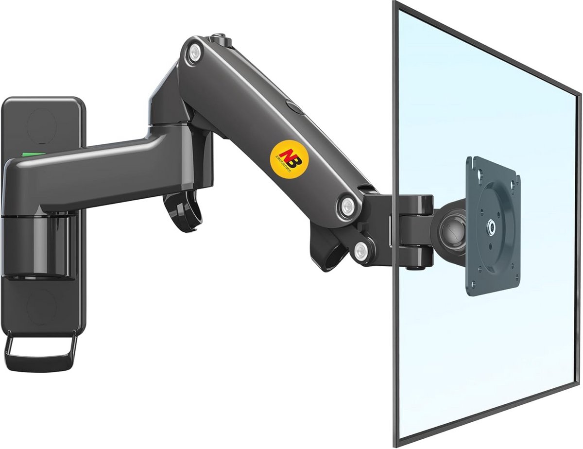 Ergonomische Monitor Wandmontage voor 17-35 inch Screens, Max 12kg VESA 75/100 mm