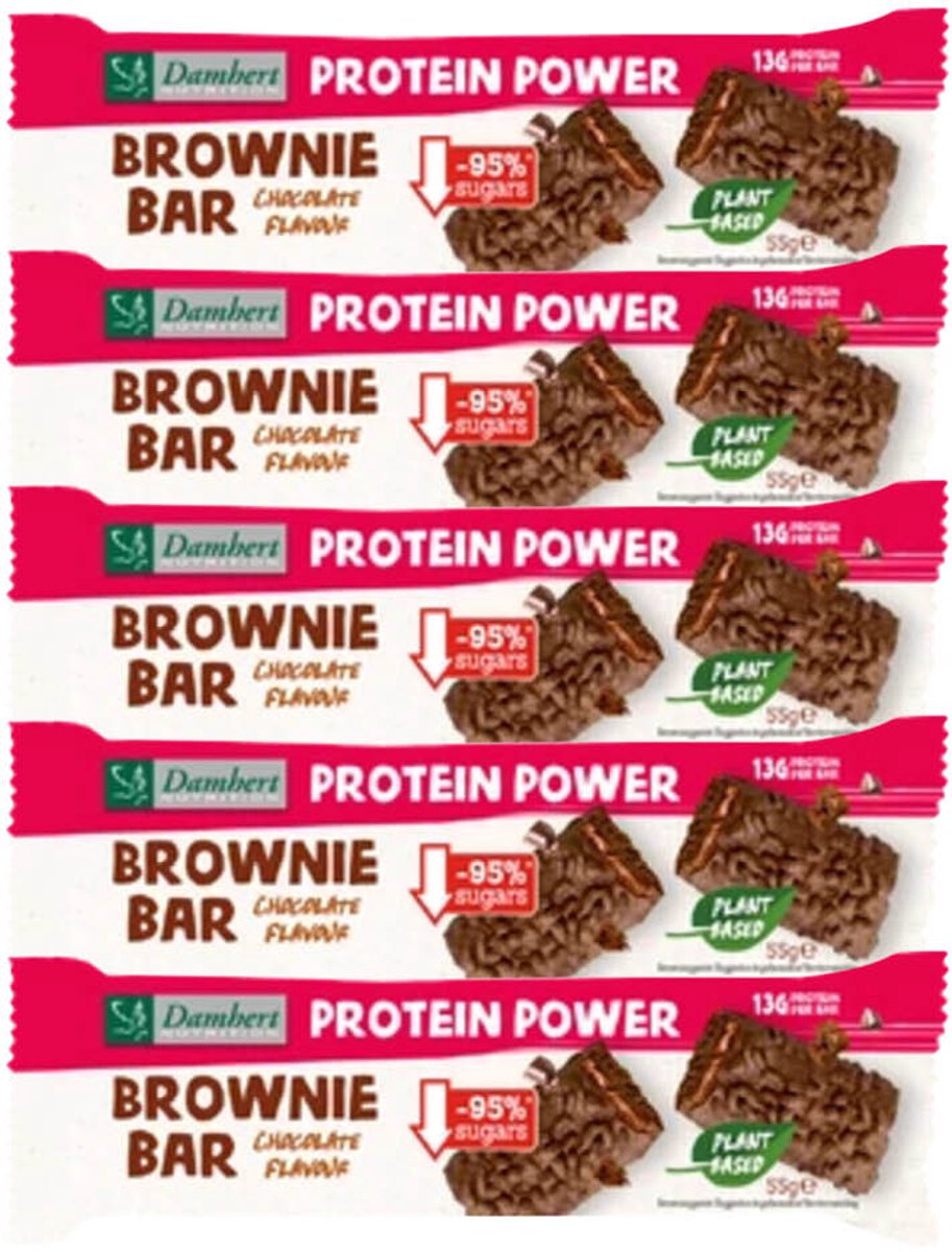 Damhert Protein Brownie Bar - 5 x 55 gr - Voordeelverpakking