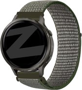 Bandz Nylon loop bandje 20mm geschikt voor Garmin Vivoactive 6 / 5 / 3 / Vivomove / 3 / HR / Style / Luxe / Sport / Trend / Forerunner 645 / 570 / 245 / 170 / 165 / 70 / 55 / Venu / SQ / SQ2 / 2 Plus / Approach S12 / S40 / S42 / S44 - Olijfgroen