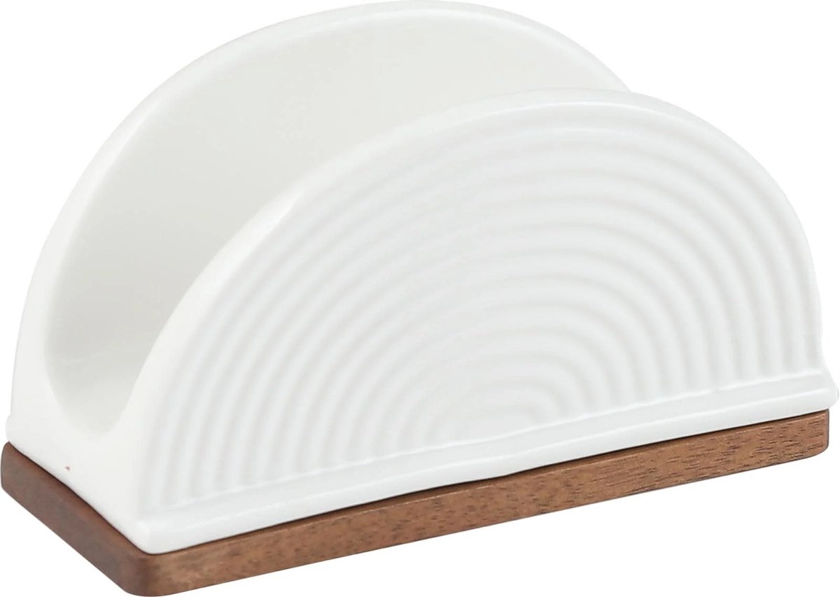 Porseleinen acacia servet houder